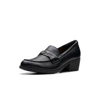 Clarks Women's Charlten Echo Loafer, Black Leather, 6 UK