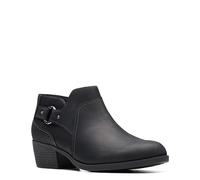 Clarks Women's Charlten Grace Ankle Boot, Black Oily Leather, 7
