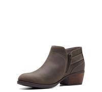 Clarks Women's Charlten Grace Ankle Boot Taupe Oily Leather 6.5 Wide