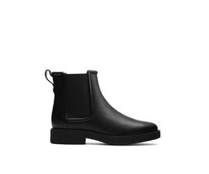 Clarks Women's Chelsea Boots Nella Top in Black Smooth Leather, black, 6 UK