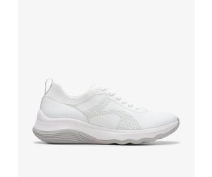 Clarks Womens Circuit Tie White Knit Shoes - Size UK 4