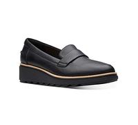 Clarks Women's Clarks Women's - Sharon Gracie Black Leather With Dark Tan Welt 7.5m Penny Loafer, Black Leather With Dark Tan Welt, 5.5 UK