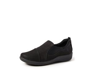 clarks Womens cloudSteppers Sillian Paz Slip-On Loafer, Black Synthetic Nubuck, 10 W US