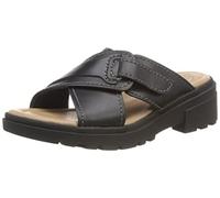 Clarks Women's Coast Cross Slide Sandal, Black (Black Leather), 5.5 UK