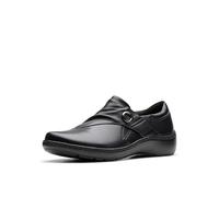 Clarks - Womens Cora Aubrie Shoes, Color Black Leather, Size: 6.5 UK Wide
