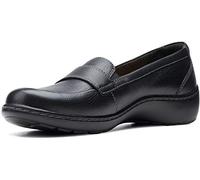 Clarks Women's Cora Daisy Loafer, Black Tumbled Leather, 7 UK