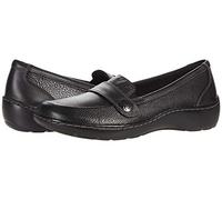 Clarks Women's Cora Daisy Loafer, Black Tumbled Leather, 7 UK