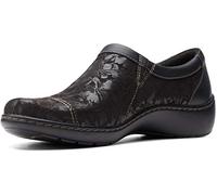 Clarks Womens Cora Giny Loafer Flat, Black Tumbled/Smooth Leather, 7 X-Wide US