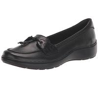 Clarks Women's Cora Haley Loafer, Black Leather, 4.5 UK.5 Wide