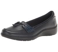 Clarks Women's Cora Haley Loafer, Navy Leather, 7.5 Wide