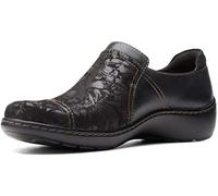 Clarks Women's Cora Poppy Loafer, Black Tumbled, 4.5 UK