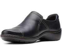Clarks Women's Cora Poppy Loafer, Black Tumbled, 6 UK