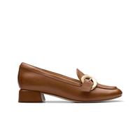 Clarks Women's Daiss 30 Trim Dark Tan Leather Loafers in Brown | Size: 5/Standard Fit