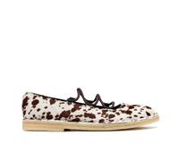 Clarks Womens Desert Jane Lace Brown Cow Print Ballet Pumps