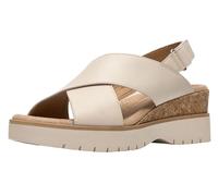 Clarks Women's Diaz Cross Wedge Sandal, Cream Leather, 9