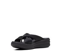 Clarks Women's Drift Ave Flat Sandal, Black/Black Textile, 4 UK