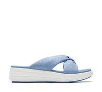 Clarks Women's Drift Ave Slide Sandal, Denim Blue Textile, 8 UK