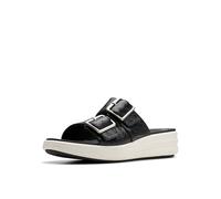 Clarks Women's Drift Buckle Slide Sandal, Black Woven, 7 UK