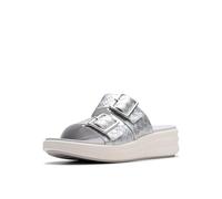 Clarks Women's Drift Buckle Slide Sandal, Silver Metallic, 9 Wide