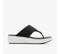 Clarks Womens Drift Jaunt Black Wedges,Slip Ons Textile Casual