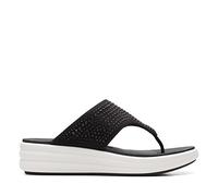 Clarks Women's Drift Jaunt Wedge Sandal, Black Textile, 8 UK