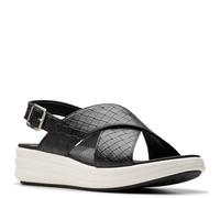 Clarks Women's Drift Sun Wedge Sandal, Black Woven Synthetic, 6.5 UK