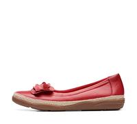 Clarks Women's Elaina Jade Ballet Flat, Cherry Red Leather, 4 UK Wide