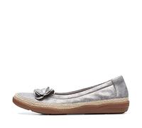 Clarks Women's Elaina Jade Ballet Flat, Pewter Textile, 9.5 UK Wide