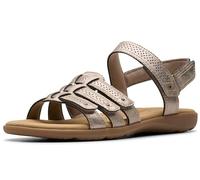 Clarks Women's Elizabelle Kay Flat Sandal, Taupe Metallic Synthetic, 8
