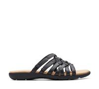 Clarks Women's Elizabelle Rio Slide Sandal, Black Leather, 4 UK