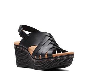 Clarks Women's, Elleri Grace Sandal, Black Leather, 7