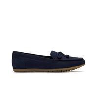 Clarks Women's Elliotte Sail Navy Nubuck Loafers, Slip Ons, Moccasins in Blue | Size: 5/Standard Fit
