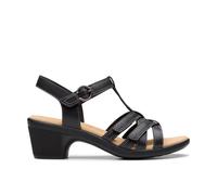 Clarks Womens Emily 2 Rose Black Leather Heeled Sandals Leather Casual