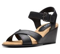 Clarks Women's Emmalae Iris Heeled Sandal, Black Leather, 9.5