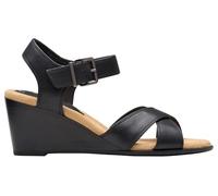 Clarks Women's Emmalae Iris Sandal, Black Leather, 7 UK