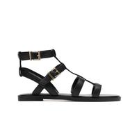 Clarks Women's Erisia Glad Black Leather Flat Sandals | Size: 7-Standard Fit Clarks Black 7-Standard Fit