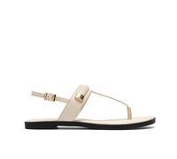Clarks Women's Erisia Post White Leather Flat Sandals | Size: 6-Standard Fit Clarks White 6-Standard Fit