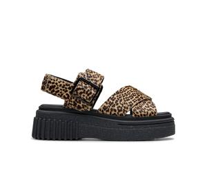 Clarks Womens Evamar Wish Leopard Print Flatforms,Wedge Sandals