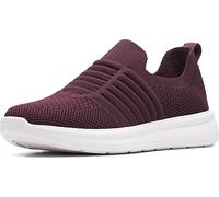 Clarks Women's Ezera Walk Sneaker, Burgundy Knit, 6