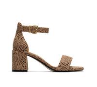 Clarks Women's Ezoria Mae Animal Print Heeled Sandals in Brown | Size: 7/Standard Fit