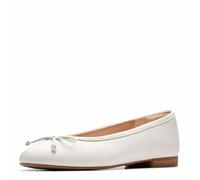 Clarks Women's Fawna Lily Ballet Flat, White Leather, 6, White, 6