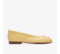 Clarks Womens Fawna Lily Yellow Leather Slip Ons,Ballet Pumps Leather Casual