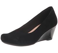 Clarks Women's Flores Tulip Wedge Pump, Black Combi Suede, 8