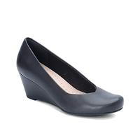 Clarks Women's Flores Tulip Wedge Pump, Black Leather, 5.5 UK