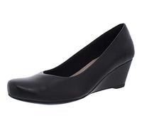 Clarks Women's Flores Tulip Wedge Pump, Black Leather, 6.5 UK