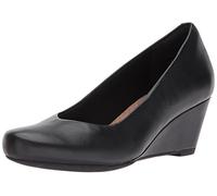 Clarks Women's Flores Tulip Wedge Pump, Black Leather, 8 UK