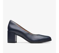 Clarks Freva 55 Work Navy Leather Womens Court Shoes 7187-74D in a Plain Leather in Size 7