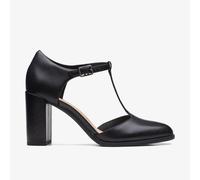 Clarks Women's Freva85 Bar Pump, Black Leather, 7 UK