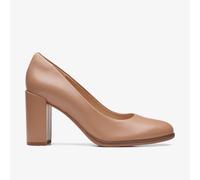 Clarks Womens Freva 85 Court Praline Leather Heels,Court Shoes Leather Smart
