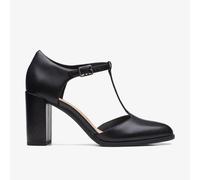 Clarks Womens Freva85 Bar Black Leather Shoes - Size UK 7